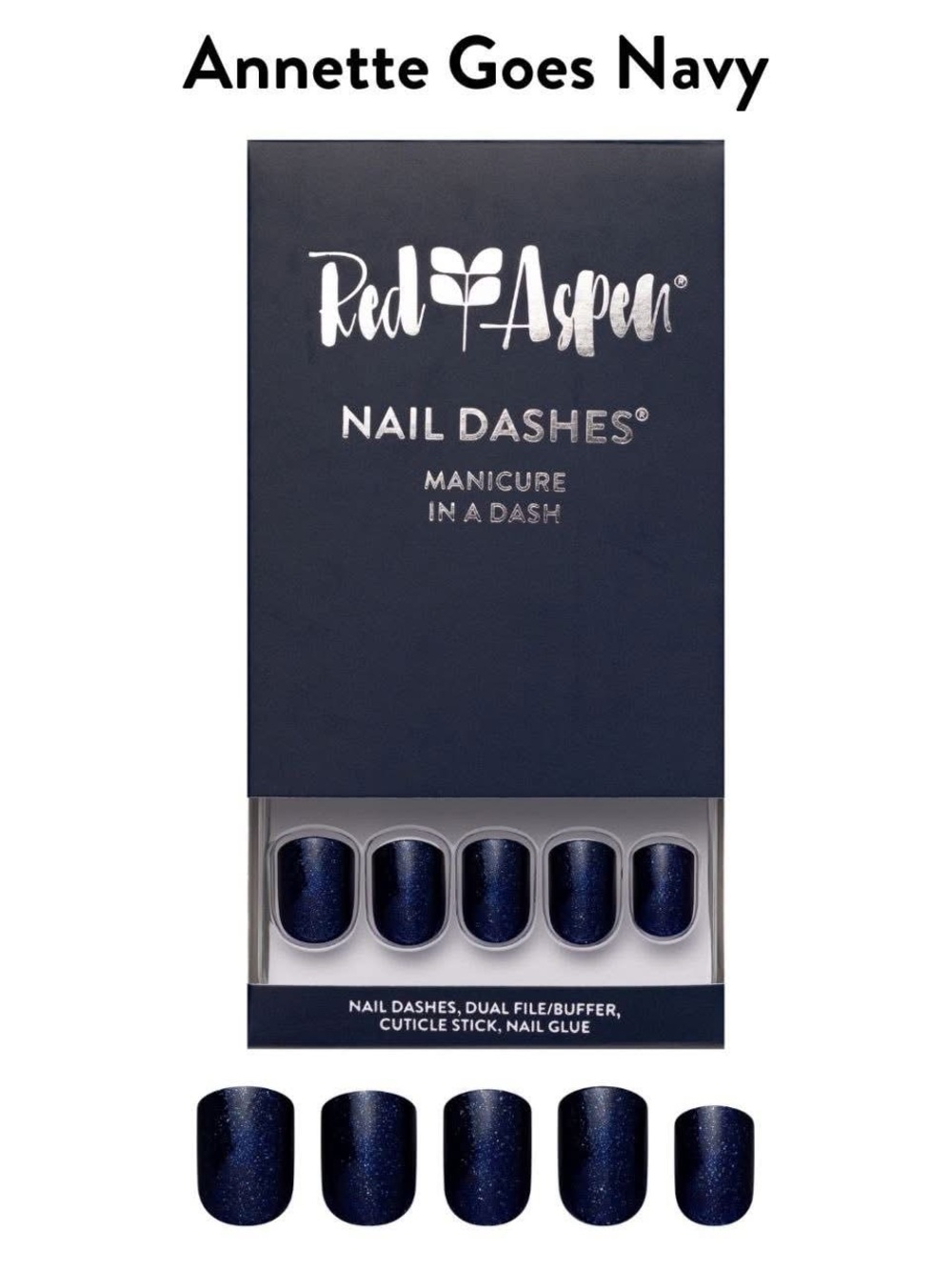 NIB Red Aspen Annette Goes Navy Press-On Nail Dashes